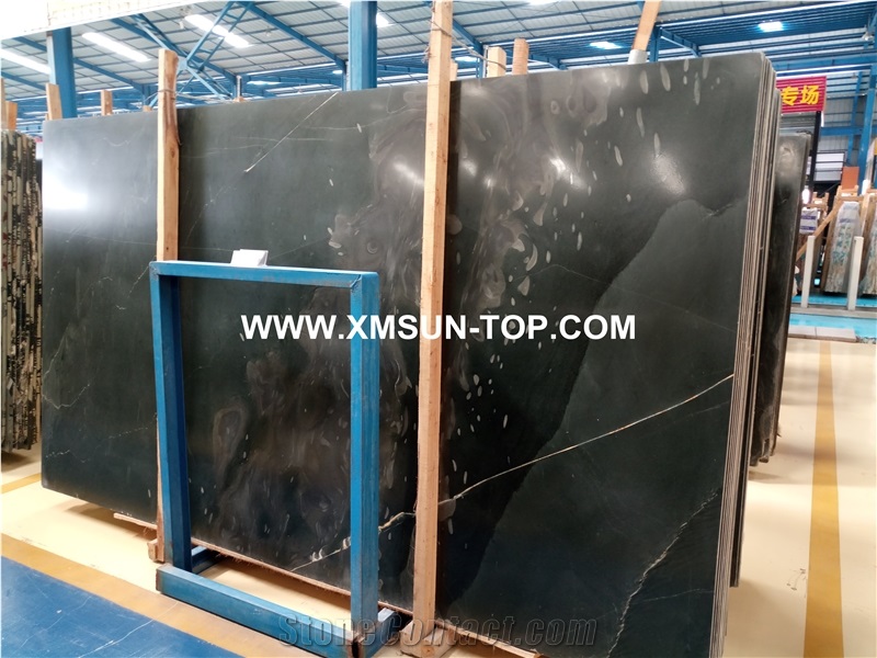 Black Marble Slab with Island Patterns/Black Marble Slabs&Tiles/Big Slabs&Gangsaw Slabs&Strips(Small Slabs)&Customized/Polished Marble/Interior Decoration/For Floor & Wall Paving/Nature Stone