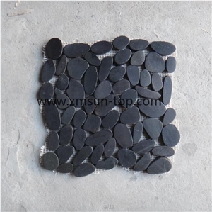 Black Pebble Mosaic /Natural River Stone Mosaic/ Double Surface Cutted/ Ordinary Polished/ Tiles for Floor and Wall Covering/Bathroom Design /Interior&Exterior Decoration