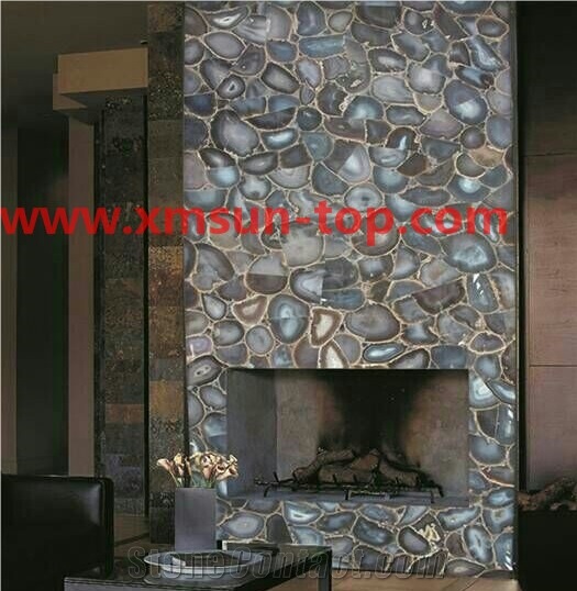 Brazil Agate Semiprecious Stone Tiles&Slabs, Grey Agate Gemstone Walling Tile, Semi Precious Stone Slabs for Wall&Flooring, Precious Stone Fireplace Wall Panels, Decoration Stone Slabs