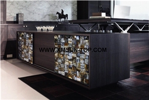 Brown Semi Precious Stone Table Top Design/Semiprecious Stone Reception/Stone Reception Desk/Semi-Precious Work Tops/Stone Inlayed Tabletops/Square Table Tops