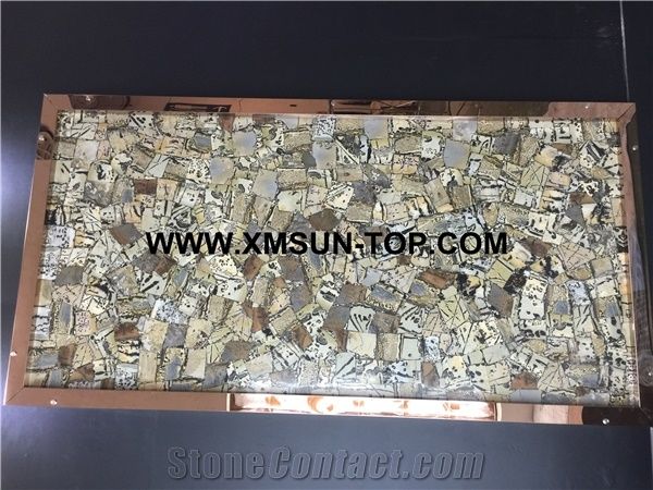 Brown Semiprecious Stone with Wooden Veins Slab&Tile&Customized/Luxury Light Brown Semi-Precious Stone/Semi Precious Stone Slab for Wall Cladding&Flooring/Semi-Precious Stone Panel/Interior Decoration