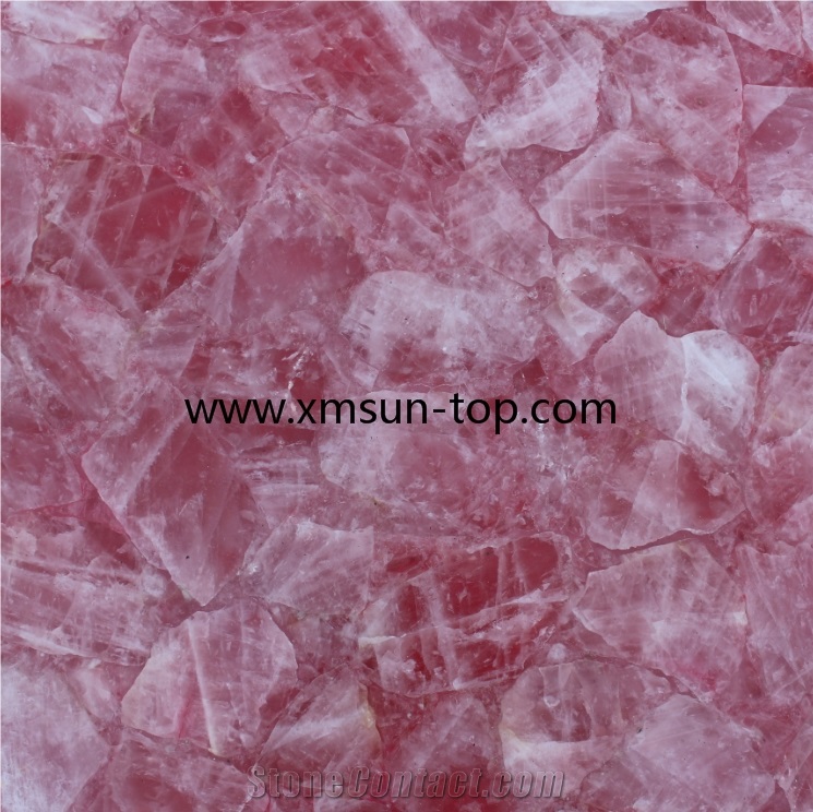 China Pink Crystal Stone Slabs, Pink Semi-Precious Stone Tiles, Rose Pink Crystal Stone Panels, Semi Precious Stone Slab, Pink Crystal Gemstone Slab, Interior Decoration for Wall Covering, Bath Tub