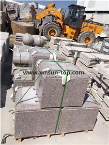 China Red Granite Relif &Yongding Red Sculptures&Man Made Engravings Flower Relief Design