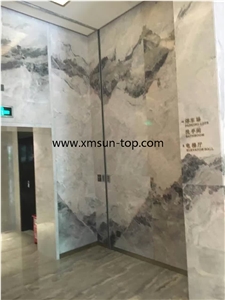 Chinese Sun White Marble Wall Tiles, White and Grey Marble Wall Covering, Sun White Marble Building Stone