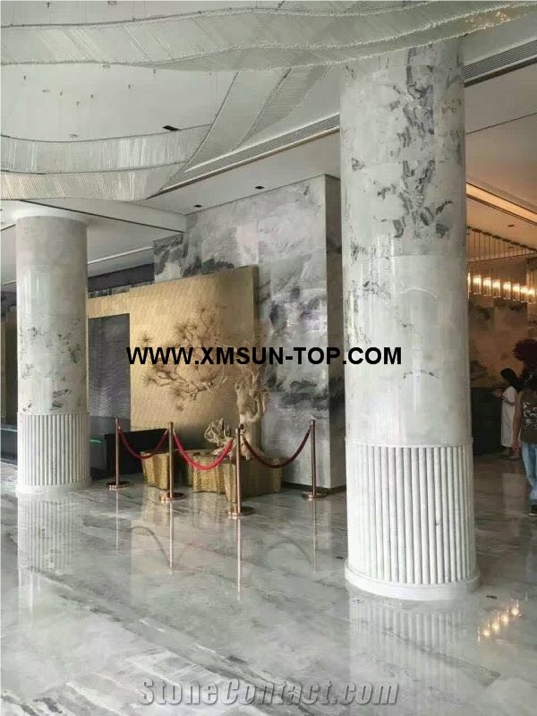 Crystal White Marble Column/Polished China Marble Columns/Architectural Columns/Building Decorative/Building Stone/Natural Stone Column/Stone Pillar/Interior Stone Column from Own Marble Quarry