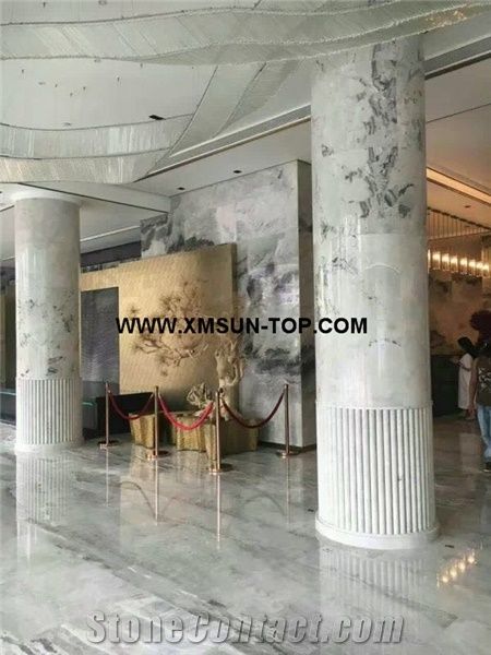 Crystal White Marble Column Polished China Marble Columns