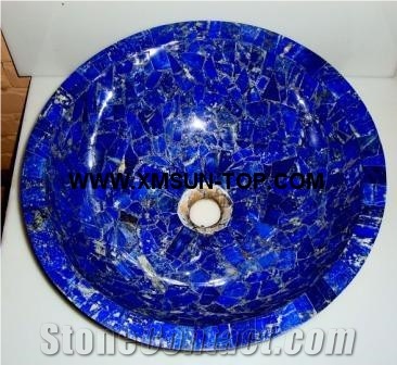 Dark Blue Semiprecious Stone Sinks&Basins/Blue Semiprecious Stone Kitchen Sinks/Blue Semiprecious Stone Bathroom Sinks/Round Sinks&Basins/Wash Basins