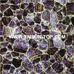 Dark Purple Crystal Semiprecious Stone/Luxury Lilac Semi-Precious Stone Slab&Tile&Customized/Semi Precious Stone Slab for Wall Cladding&Flooring/Semi-Precious Stone Panel/Interior Decoration