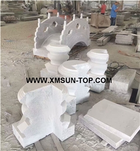 G623 Column Tops/Rosa Beta Granite Column Bases/China Bianco Sardo Granite Sculptured Columns