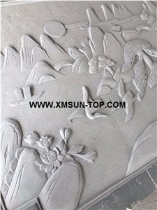 G633 Scenery Patterns Reliefs&Relieve/Bally White Granite Wall Reliefs/Bianco Pepperio Granite Relievos/ Granite Etchings/Barrie Grey Granite Engraving Ideas/Relief Design/Relief Carving/Engravings