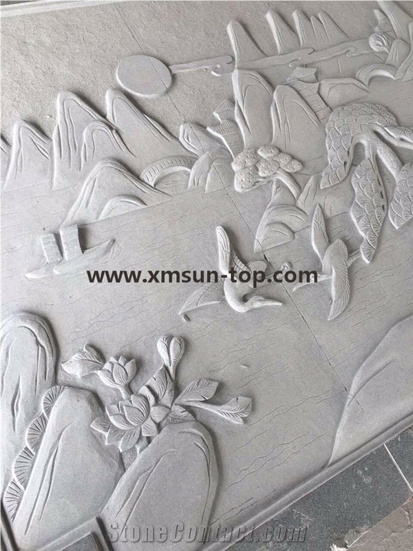 G633 Wall Relief &Etching&Chinese Grey Granite Handcarved Relief&Engraving Relief Design