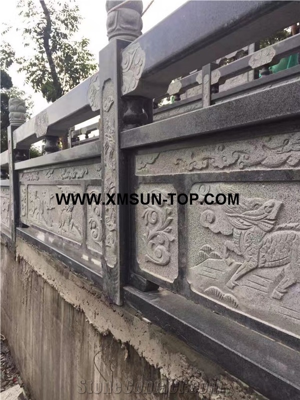 G654 Granite Monumental Relief Carving Balustrades/Sesame Black Granite Monumental Border/Graveyard Engravings Products/Monumental Engravings Products