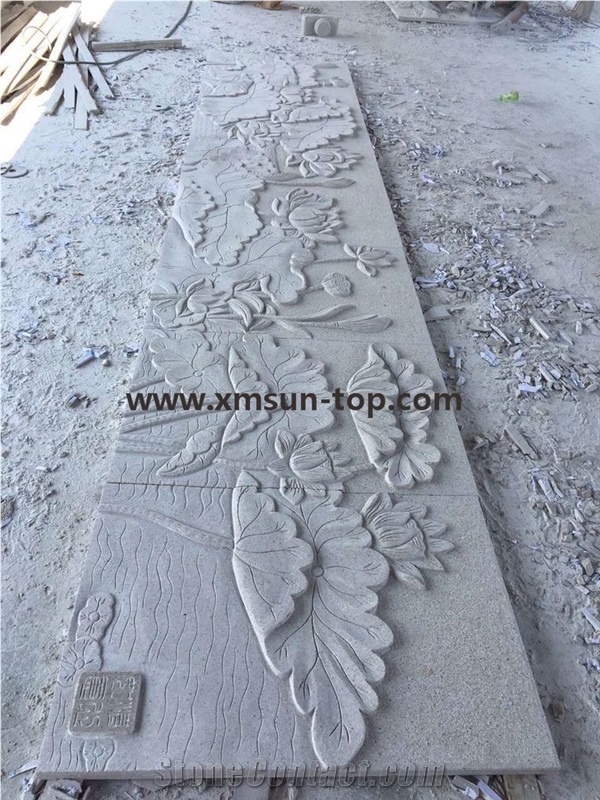 G681 Granite Relief & Wall Flower Relief & Man Made Engravings Relief Design