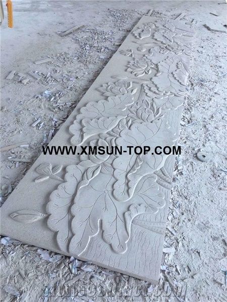 G681 Lotus Leaf Patterns Reliefs&Relieve/Rose Pink Granite Wall Reliefs/Xia Red Granite Relievos/Sunset Red Granite Etchings/Shrimp Pink Granite Engraving Ideas/Relief Design/Relief Carving/Engravings