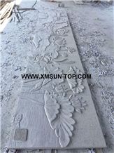 G681 Lotus Leaf Patterns Reliefs&Relieve/Rose Pink Granite Wall Reliefs/Xia Red Granite Relievos/Sunset Red Granite Etchings/Shrimp Pink Granite Engraving Ideas/Relief Design/Relief Carving/Engravings