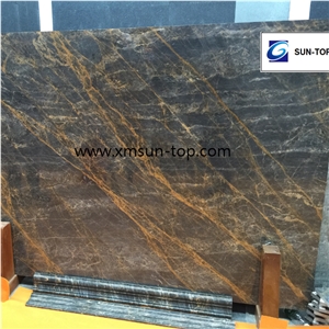 Gold Silk Blue Marble Slabs, China Blue Marble, Hotel and Mall Hall Floor & Wall Project Material, Golden Waves Marble Tiles&Slabs, Blue Marble Decoration Tiles