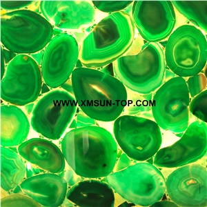 Green Agate Stone with Light Penetrating through Effect/Colorful Semi Precious Stone Panels/Luxury Semiprecious Stone Slab&Tiles/Semi-Precious Stone for Wall Covering&Flooring/Interior Decoration