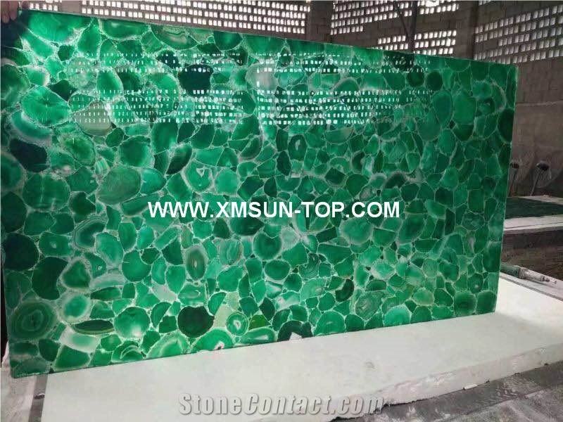 Green Semi Precious Stone Bar Top/Light Green Semiprecious Stone Reception Counter/Green Stone Reception Desk/Semi-Precious Work Tops/Green Stone Inlayed Tabletops/Square Table Tops