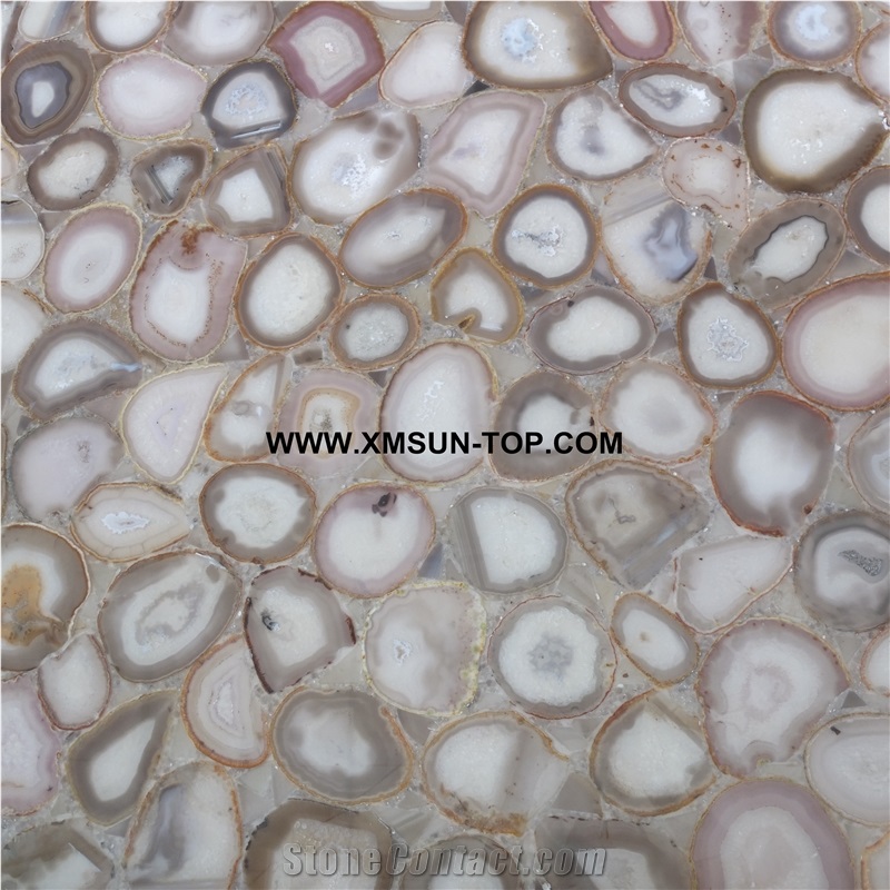 Greyish White Agate Stone/Colorful Semi Precious Stone Panels/Luxury Gray Semiprecious Stone Slabs&Tiles/Semi-Precious Stone for Wall Covering&Flooring/Natural Stone/Interior Decoration
