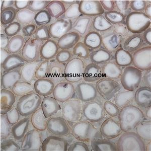 Greyish White Agate Stone/Colorful Semi Precious Stone Panels/Luxury Gray Semiprecious Stone Slabs&Tiles/Semi-Precious Stone for Wall Covering&Flooring/Natural Stone/Interior Decoration