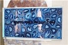 Light Blue Agate Stone with Light Penetrating through Effect/Ocean Blue Semi Precious Stone Panel/Luxury Semiprecious Stone Slab&Tile/Semi-Precious Stone for Wall Covering&Flooring/Interior Decoration