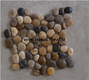 Mixed Color Pebble Mosaic Tile /Natural River Stone Mosaic for Flooring/Pebble Mosaic in Mesh/Pebble Mosaic Tile For Floor Covering/Pebble Mosaic for Bathroom/Interior Decoration/Natural Stone