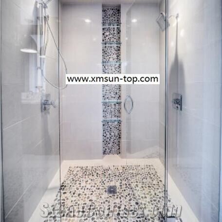 Pebble Mosaic Tile For Floor Covering, Shower Floor Mesh Tile