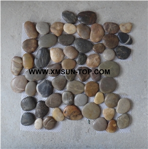 Multicolor Pebble Mosaic Tile /Natural River Stone Mosaic for Flooring/Pebble Mosaic in Mesh/Pebble Mosaic Tile For Floor Covering/Pebble Mosaic for Bathroom/Interior Decoration/Natural Stone