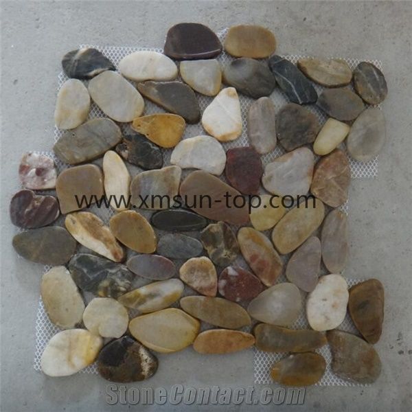Split Face Pebble Floor Tiles, Stone Pebble Mosaic Floor Wall Tile