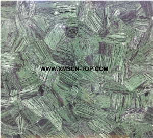 Olive Green Semiprecious Stone Slab&Tile&Customized/Luxury Dark Green Semi-Precious Stone/Semi Precious Stone Slab for Wall Cladding&Flooring/Semi-Precious Stone Panel/Interior Decoration
