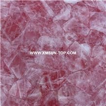 Pink Crystal Semiprecious Stone/Luxury Peach-Pink Semi-Precious Stone Slab&Tile&Customized/Semi Precious Stone Slab for Wall Cladding&Flooring/Semi-Precious Stone Panel/Interior Decoration