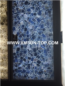 Polished Blue Semiprecious Stone Tile & Customized & Wall/Floor Covering/Luxury Semi Precious Stone Panels with Light Penetrating through Effect/Stone Flooring/Interior Decoration