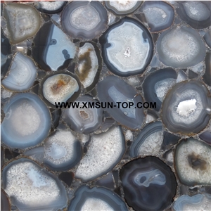 Polished Brazil Agate Semiprecious Stone Big Slabs&Gangsaw Slab & Strips (Small Slabs) & Customized & Wall/Floor Covering/Light Grey Semi Precious Stone Panels/Stone Flooring/Interior Decoration
