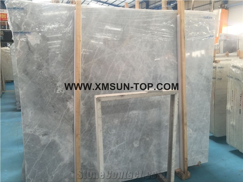 Polished Chinese Ice Grey Marble with Unique Decoration Effect: Light Penetrating/Silver Grey Marble from Own Marble Quarry/Light Grey Marble Gangsaw Slab& Tile& Customized& Small Slab