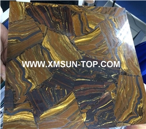Polished Dark Gold Semiprecious Stone/Luxury Golden Semi-Precious Stone Slab&Tile&Customized/Semi Precious Stone Slab for Wall Cladding&Flooring/Semi-Precious Stone Panel/Interior Decoration