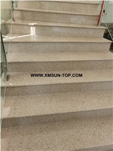 Polished G682 Granite Steps/Desert Gold Granite Stair/Gold Leaf China Granite Stair Riser&Stair Treads/Golden Sand Granite Steps &Staircase