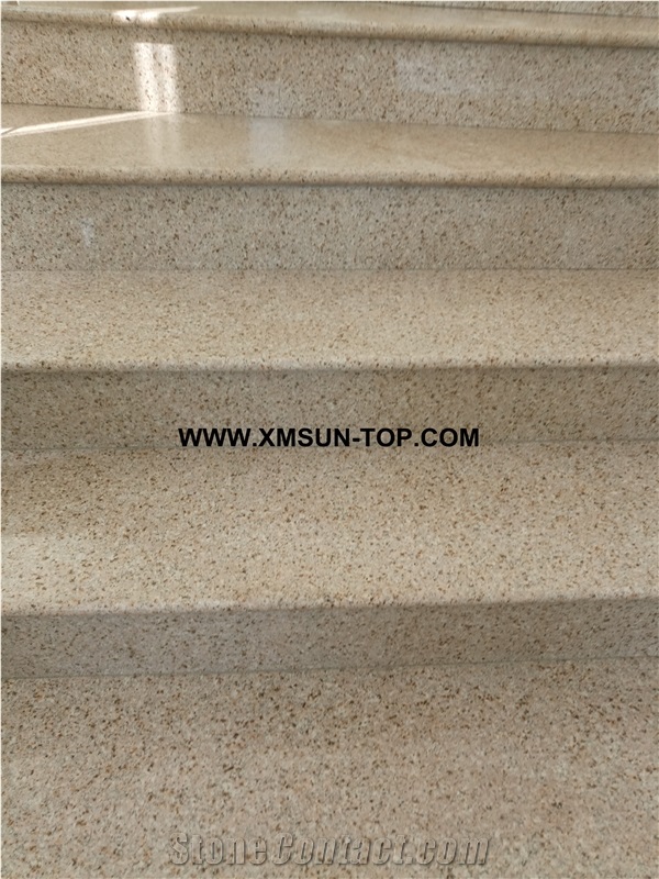 Polished Rusty Yellow Granite Steps/Desert Gold Granite Stair/Gold Leaf China Granite Stair Riser&Stair Treads/Golden Peach Granite Steps &Staircase