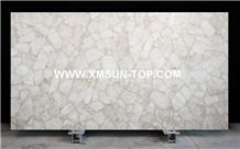 Polished White Crystal Semiprecious Stone Slab/Luxury White Semi-Precious Stone Slab&Tile&Customized/Semi Precious Stone Slab for Wall Cladding&Flooring/Semi-Precious Stone Panel/Interior Decoration