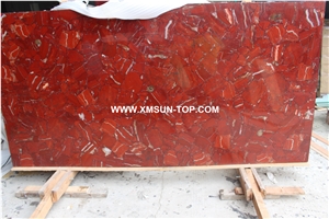Red Semiprecious Stone/Luxury Ruby Semi-Precious Stone Slab&Tile&Customized/Semi Precious Stone Slab for Wall Cladding&Flooring/Semi-Precious Stone Panel/Interior Decoration