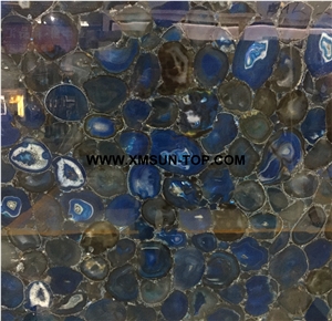 Royalblue Agate Semiprecious Stone Slab&Tile&Customized/Luxury Dark Blue Semi-Precious Stone/Semi Precious Stone Slab for Wall Cladding&Flooring/Semi-Precious Stone Panel/Interior Decoration
