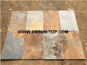 Rust Yellow Slate Tile&Slab/ Rusty Yellow Slate Cut to Size/China Multicolor Slate/China Yellow Slate for Covering/Rust Slate Stone Flooring/Rusty Yellow Slate Wall Tile