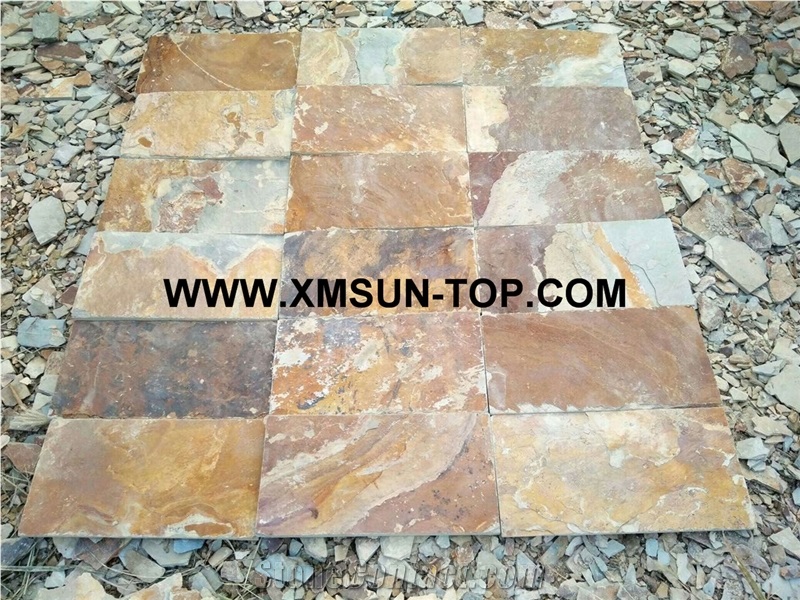 Rust Yellow Slate Tile&Slab/ Rusty Yellow Slate Cut to Size/China Multicolor Slate/China Yellow Slate for Covering/Rust Slate Stone Flooring/Rusty Yellow Slate Wall Tile
