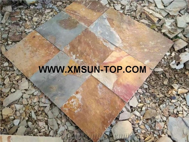 Rusty Slate Tile&Slabs/Chinese Slate Floor Tiles/China Slate Wall Tiles/Slate Stone Flooring/Slate Wall Covering/Natural Stone Tile/Tile for Wall Cladding/Exterior Decoration