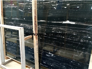 Silver Dragon Black Marble Slab/Silver Line Black Marble Slabs&Tiles/Big Slabs&Gangsaw Slabs&Strips(Small Slabs)&Customized/Polished Marble/Interior Decoration/Floor & Wall Paving Marble/Nature Stone