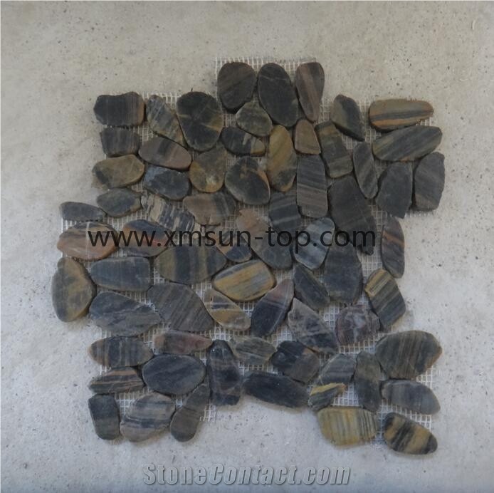 Tiger Skin Pebble Mosaic /Natural River Stone Mosaic/ Double Surface Cutted/ Ordinary Polished/ Tiles for Floor and Wall Covering/Bathroom Design /Interior&Exterior Decoration