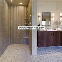 White,Beige and Grey Pebble Mosaic Tile/Natural River Stone Mosaic for Flooring/Pebble Mosaic in Mesh/Pebble Mosaic Tile For Floor Covering/Pebble Mosaic for Bathroom/Interior Decoration/Natural Stone