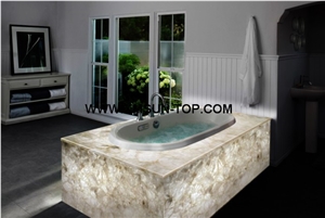White Crystal Semi-Precious Stone Bathtubs/Pure White Semiprecious Bath Tubs/Interior Decoration/Bathtub Panels