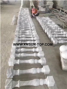 White Marble Balustrades/Volakas Marble Baluster/Branco Volakas Marble Handrail/Dramas White Railings/Jazz White Marble Building Stone/Exterior&Interior Decoration/Macedonian White Marble Railing