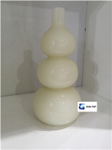 White Onyx Cucurbit Handicrafts, China White Onyx Gift Article, Gourd Shape Artworks, Onyx Handicraft Carving, Snow White Carved Gifts