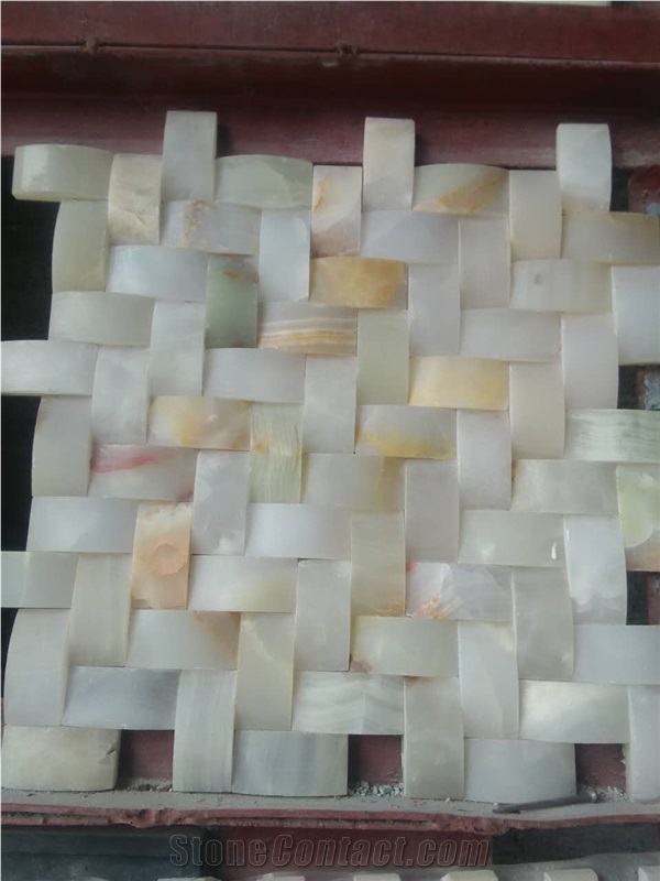 Italy Natural Stone Yellow, White Onyx Polished 48*48 mm Mosaic Tiles for Wall,Bathroom, Flower Design Beautiful Mosaic